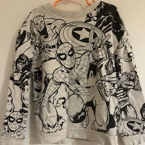 H&M Gray Marvel Graphic Crewneck Sweater